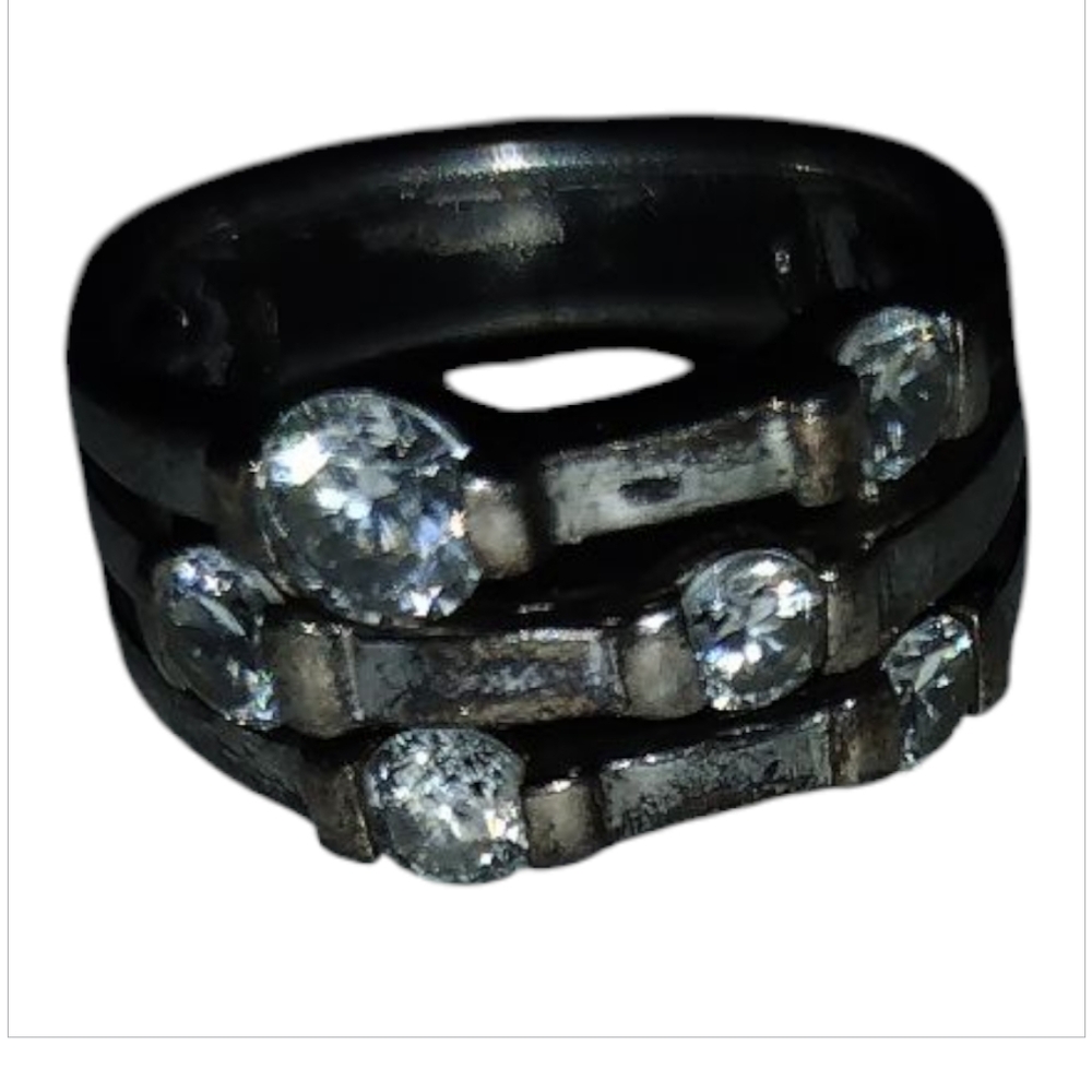 Womens Silver Y2k Vintage 925 Ring with Rhinestones Size 8